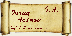 Ivona Aćimov vizit kartica